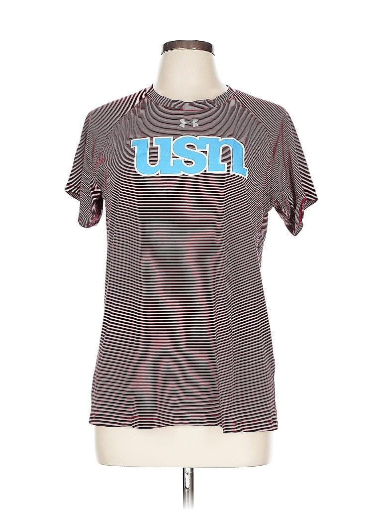 Click to view more detailed imagery on our partner's website Pre-owned Under Armour Short Sleeve Top Burgundy Crew Neck Tops