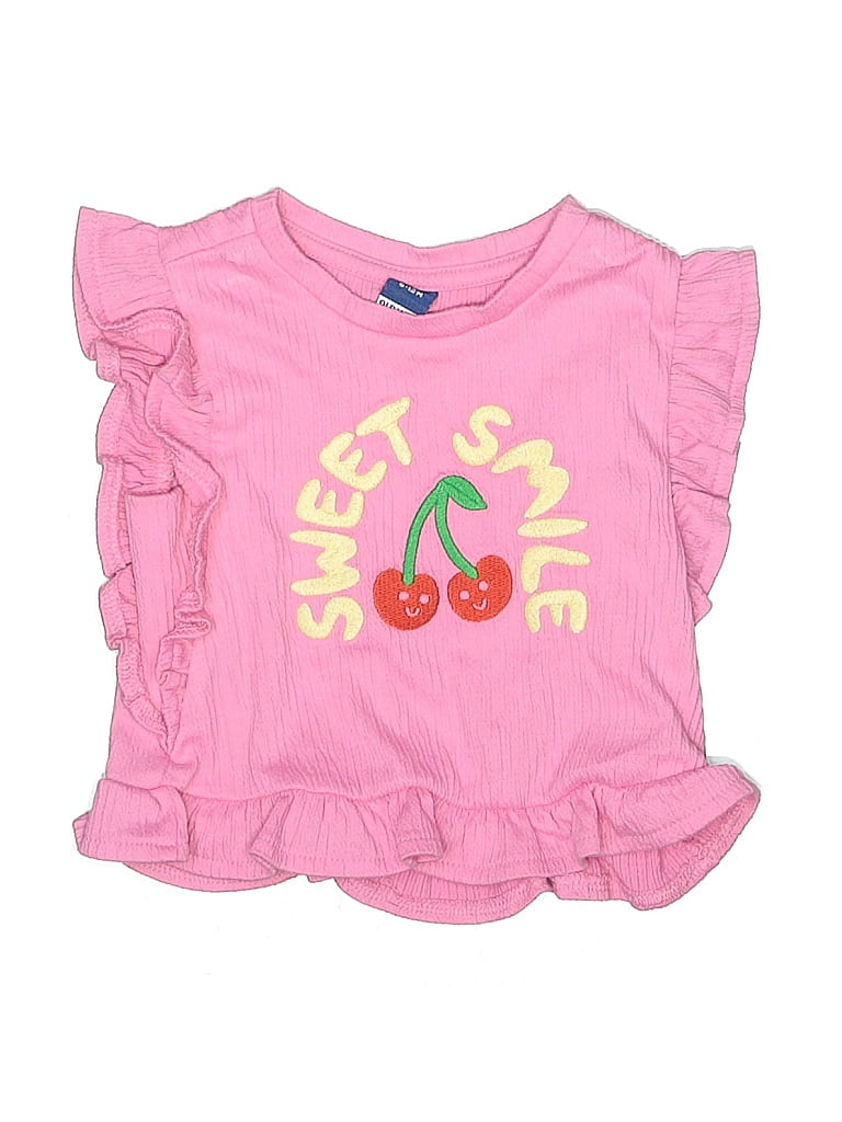 Pre-owned Old Navy Babies' Short Sleeve Top Pink Ruffles Neckline Tops