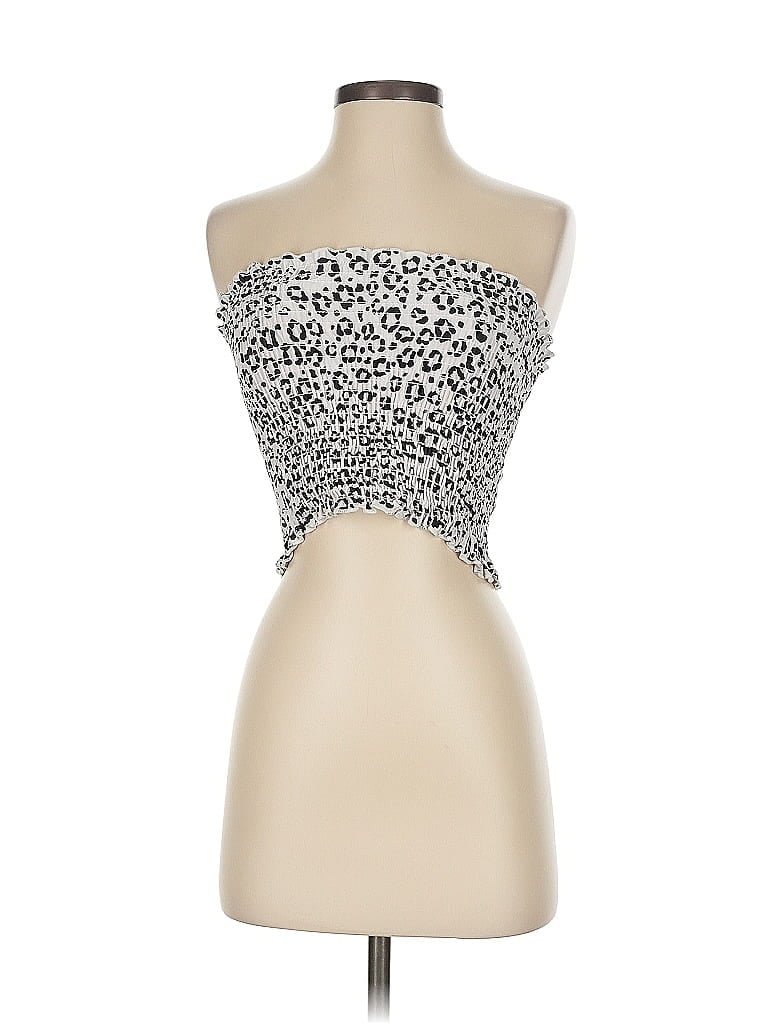 Pre-owned Blue Blush Tube Top Black Strapless Neckline Tops