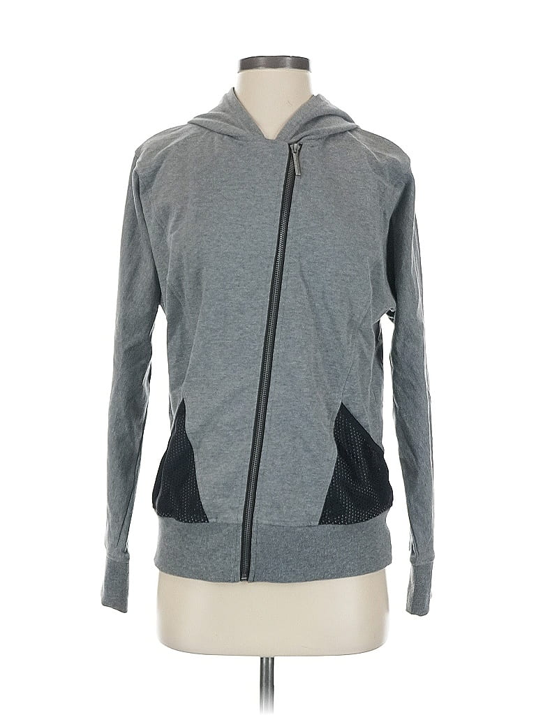 Pre-owned Nicole Miller Zip Up Hoodie In Gray
