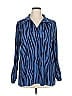 IMAN Stripes Blue Long Sleeve Blouse Size XL - photo 1