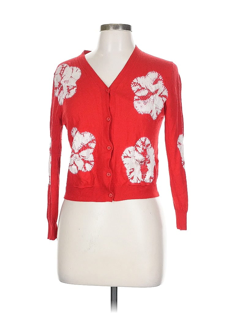 Pre-owned Samantha Sung Cardigan Sweater In Red