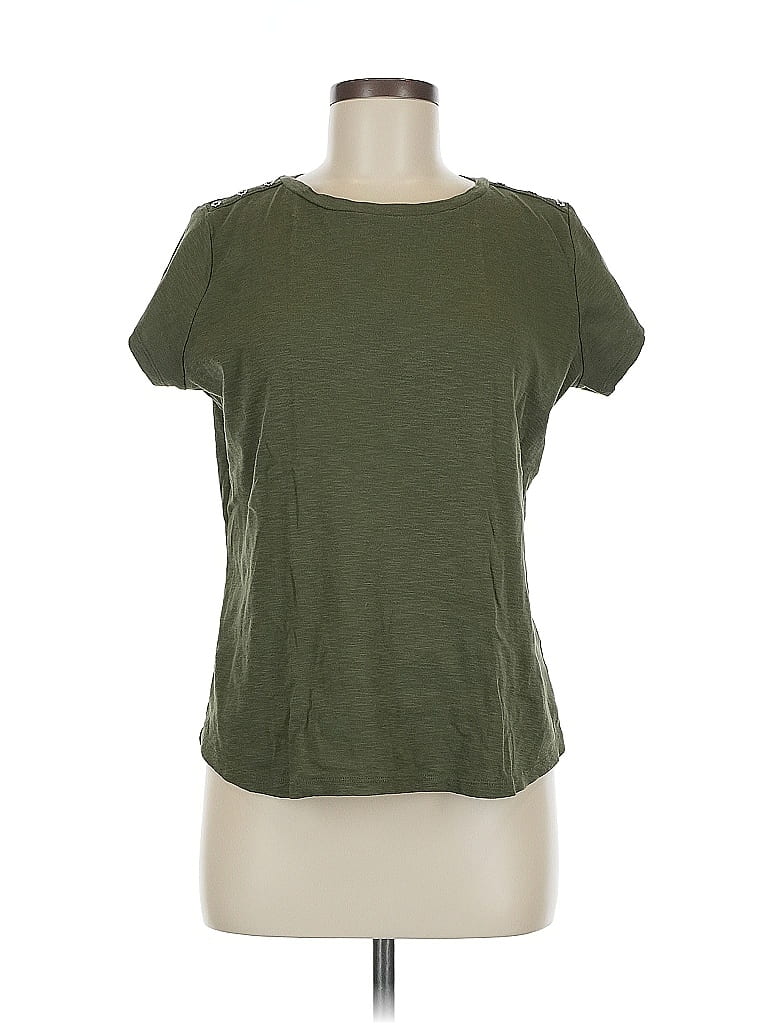 Liz Claiborne 100% Cotton Solid Green Short Sleeve T-Shirt Size M - photo 1