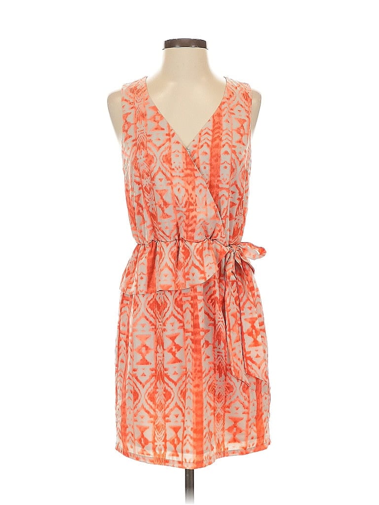 Forever 21 Contemporary 100% Polyester Print Orange Casual Dress Size S - photo 1