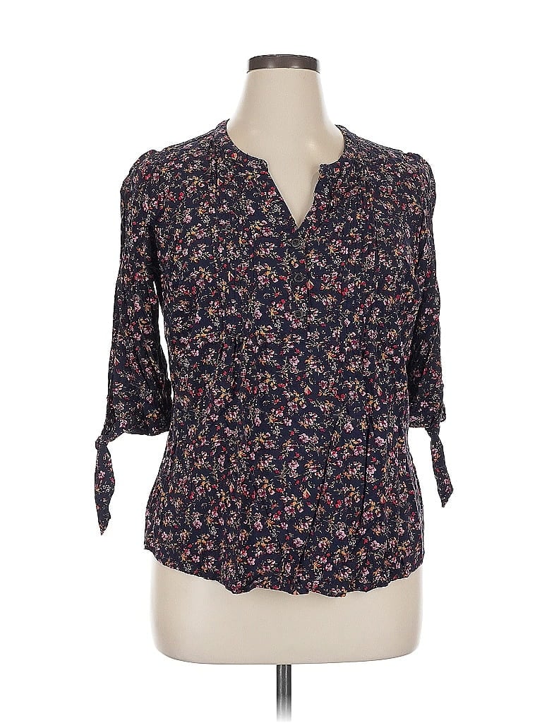Westport Floral Black 3/4 Sleeve Blouse Size 1X - photo 1