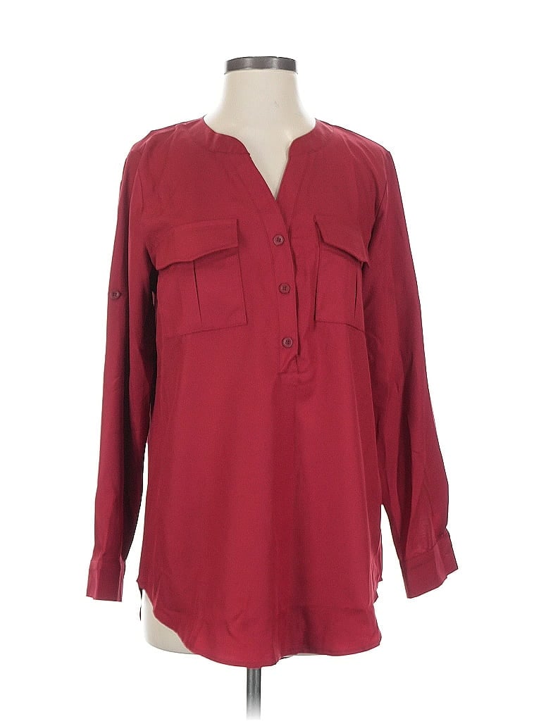 Pre-owned Assorted Brands Long Sleeve Blouse In Burgundy