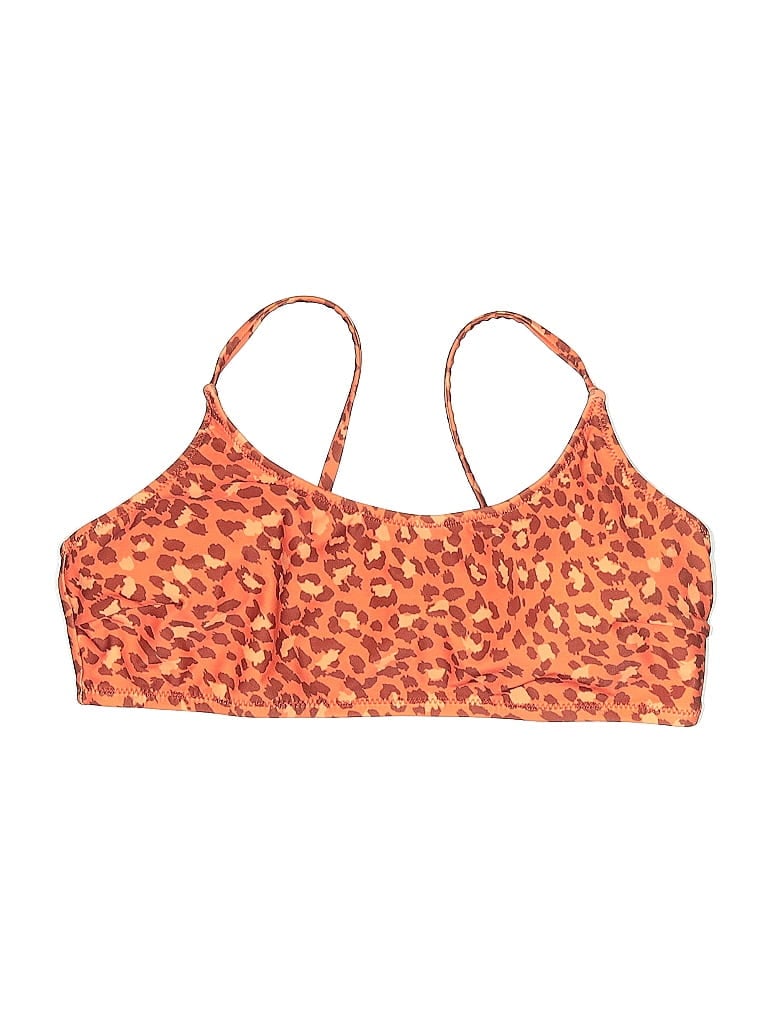 Pre-owned Unbranded Swimsuit Top Orange Animal Print Pattern Swimwear