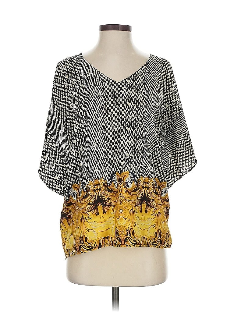 Pre-owned Forever 21 Contemporary 3/4 Sleeve Blouse In Gold