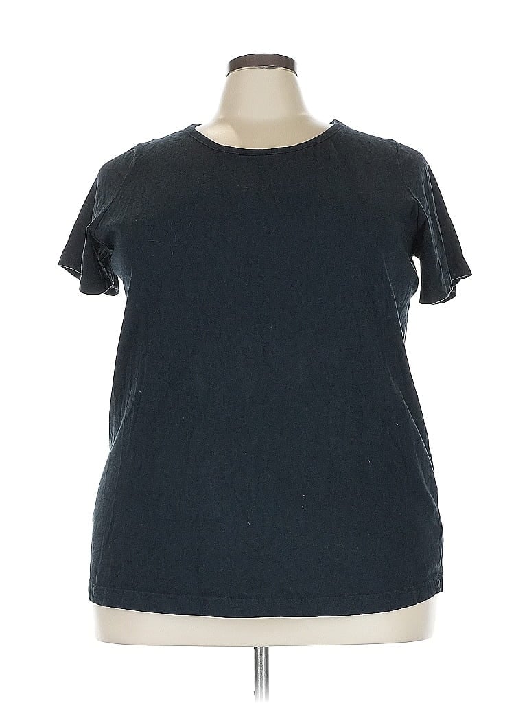 Roaman's 100% Cotton Solid Black Short Sleeve T-Shirt Size 22 - photo 1