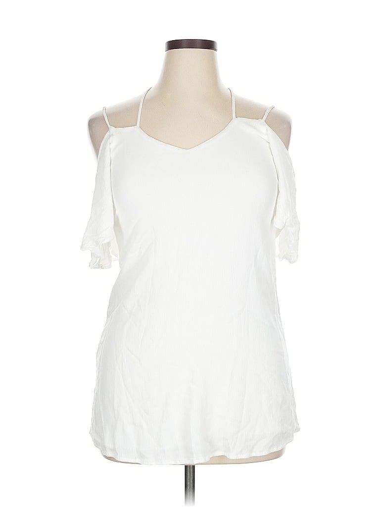 LULUS Pre-owned Short Sleeve Top White Cold Shoulder Neckline Tops