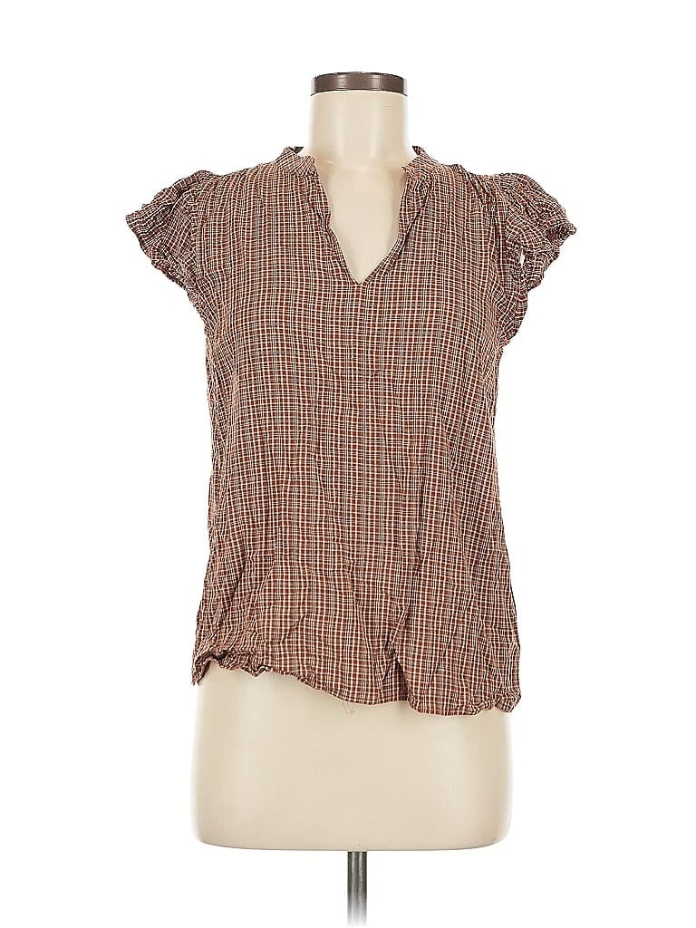 Ann Taylor LOFT Outlet 100% Rayon Brown Short Sleeve Blouse Size M - photo 1