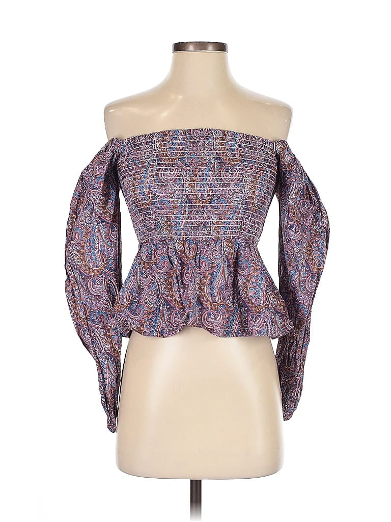 Pre-owned Liberty Art Fabrics For J.crew 3/4 Sleeve Blouse In Purple