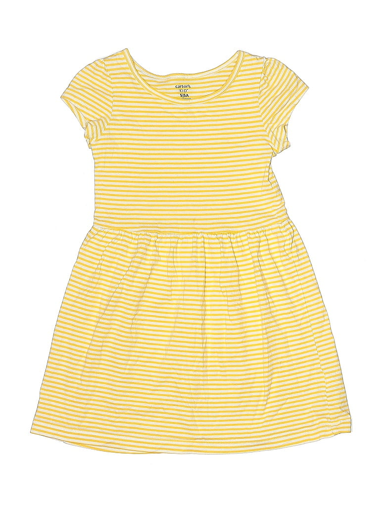 Carter's 100% Cotton Stripes Yellow Dress Size 5 - photo 1