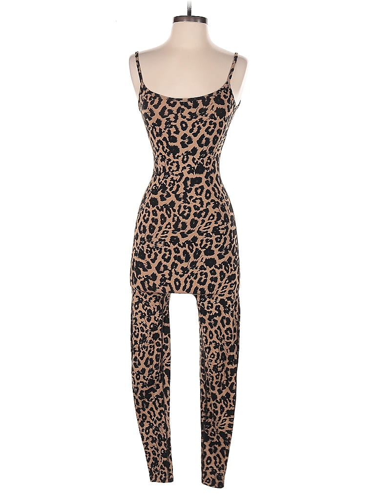 LNA Animal Print Brown Jumpsuit Size XS - photo 1