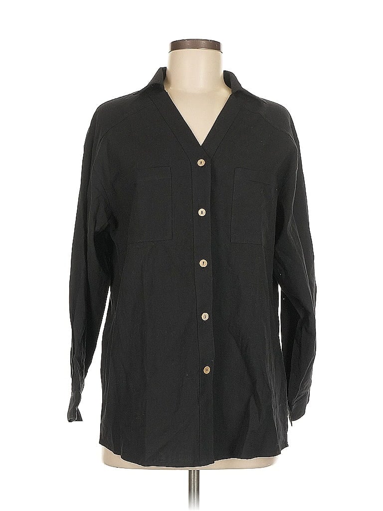 Pre-owned Assorted Brands 3/4 Sleeve Button Down Shirt In Black