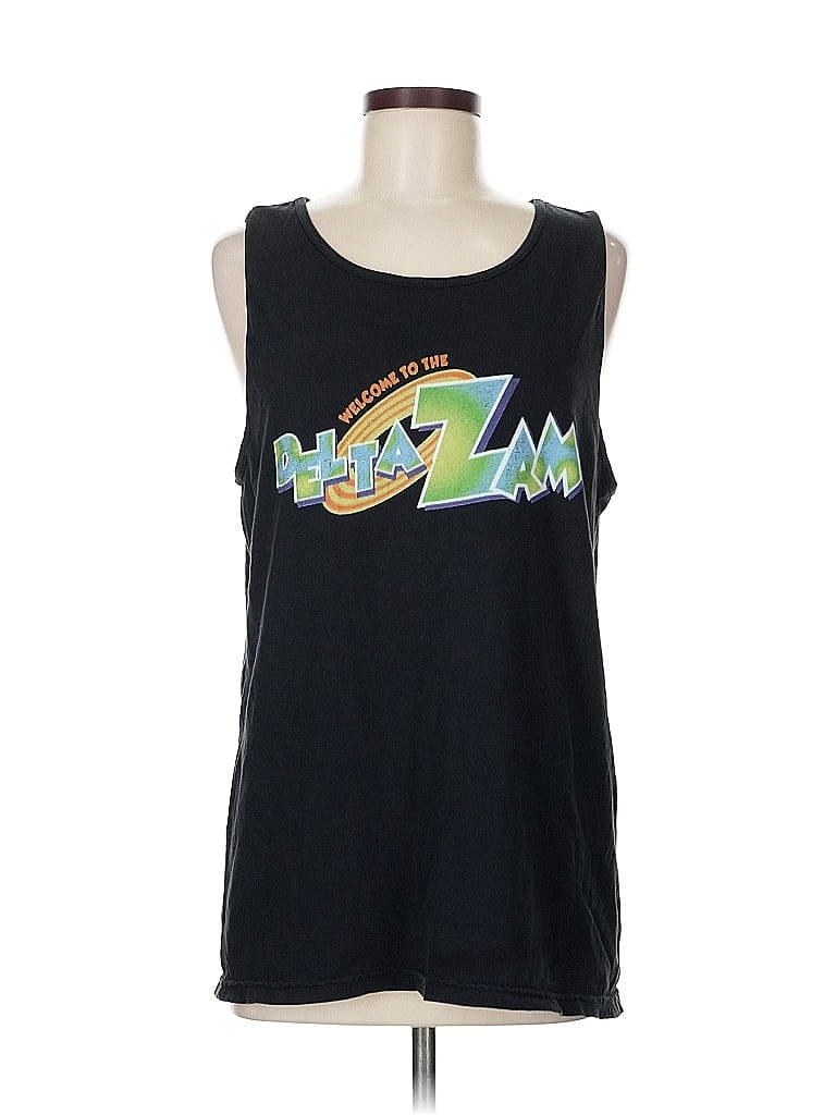 Pre-owned Comfort Colors Tank Top Black Halter Neckline Tops