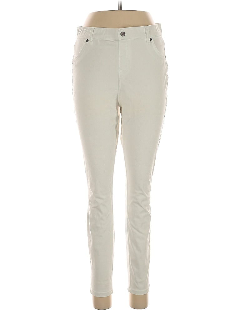 Hue Solid Ivory Casual Pants Size L - photo 1