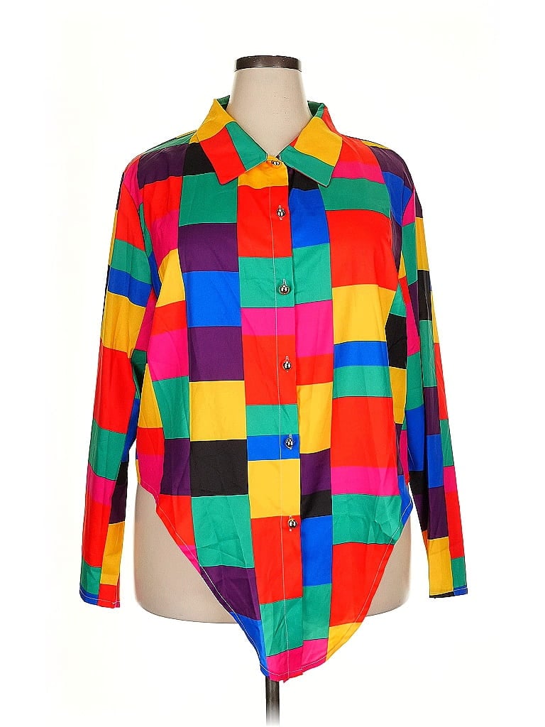 Pre-owned Shein Curve Long Sleeve Blouse In Red