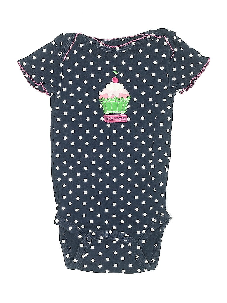 Just One You Made by Carter's 100% Cotton Polka Dots Black Short Sleeve Onesie 9-12 MO / 12 MO - photo 1