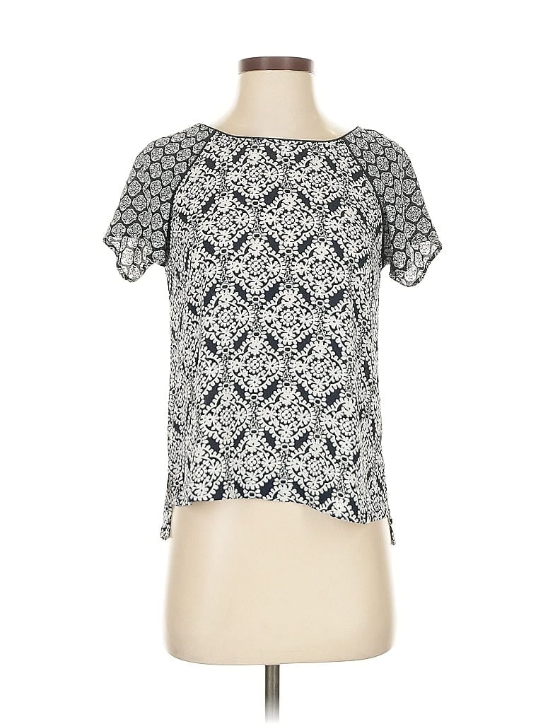 Ann Taylor LOFT 100% Polyester Silver Short Sleeve Top Size XS - photo 1