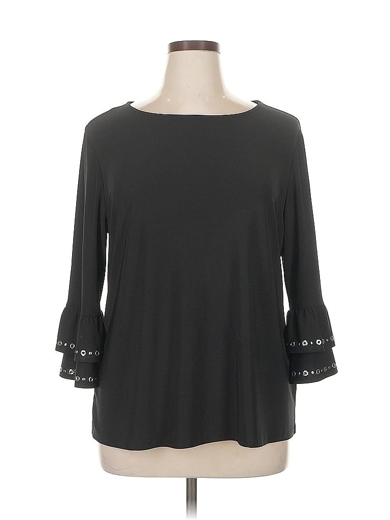 Pre-owned New Directions 3/4 Sleeve Top Black Boatneck Tops