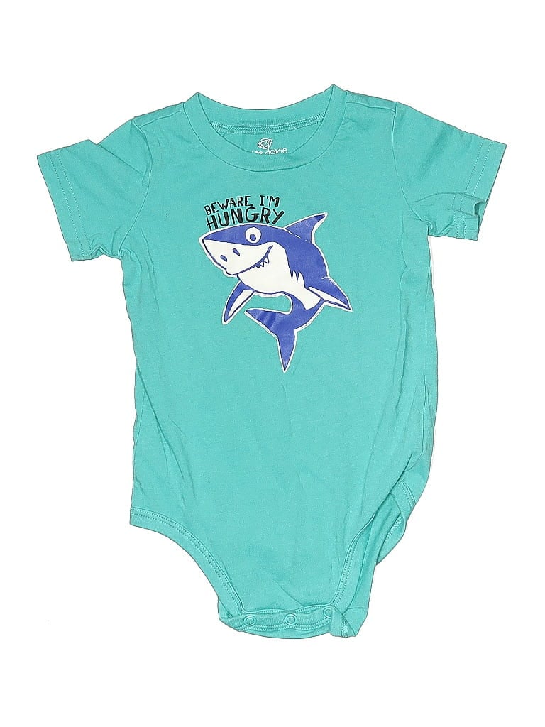 Pre-owned Okie Dokie Babies' Short Sleeve Onesie In Blue