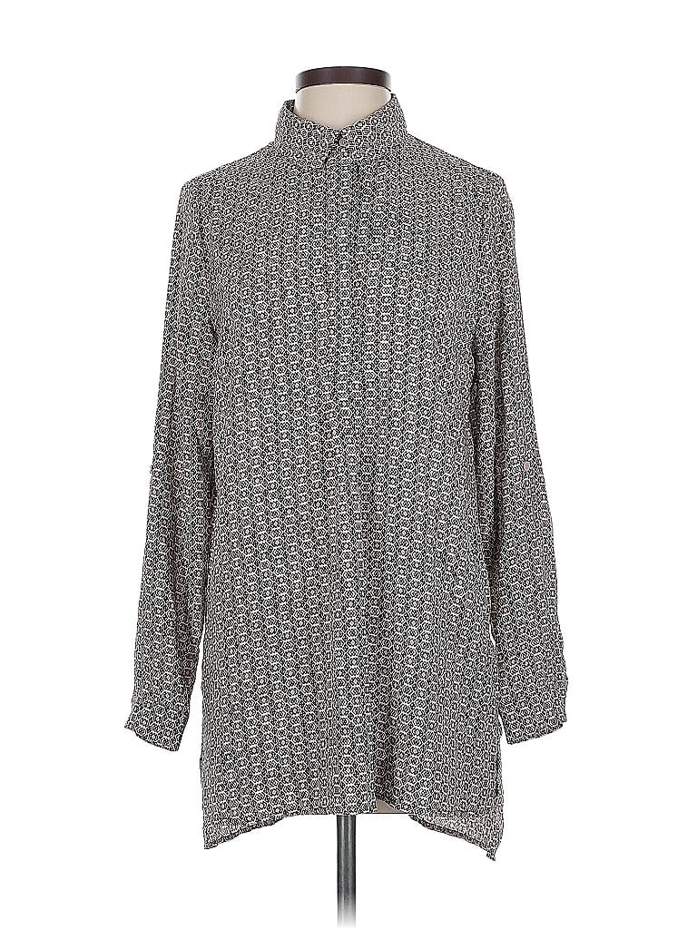 Pre-owned Pleione Long Sleeve Blouse In Gray