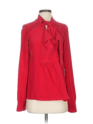 BCBGMAXAZRIA Long Sleeve Silk Top (view 1)