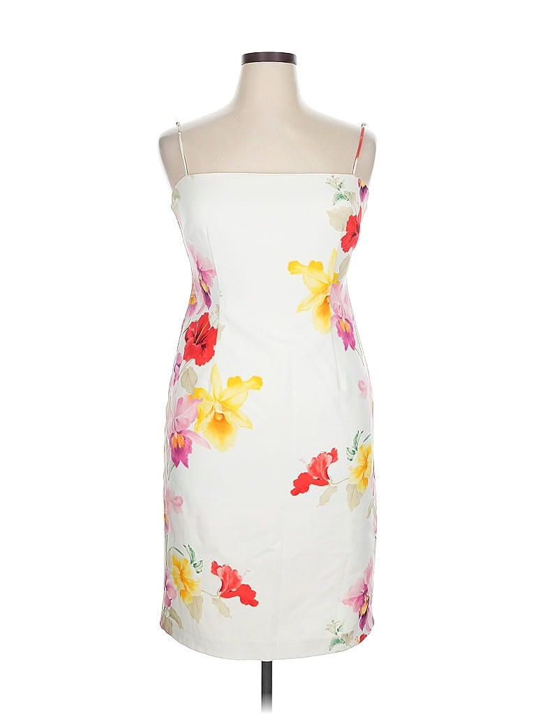 Black Halo Floral White Cocktail Dress Size 14 - photo 1
