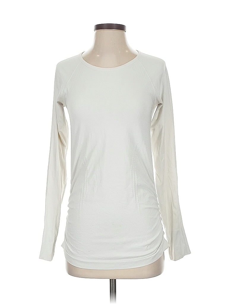 Pre-owned Athleta Long Sleeve T-shirt In White