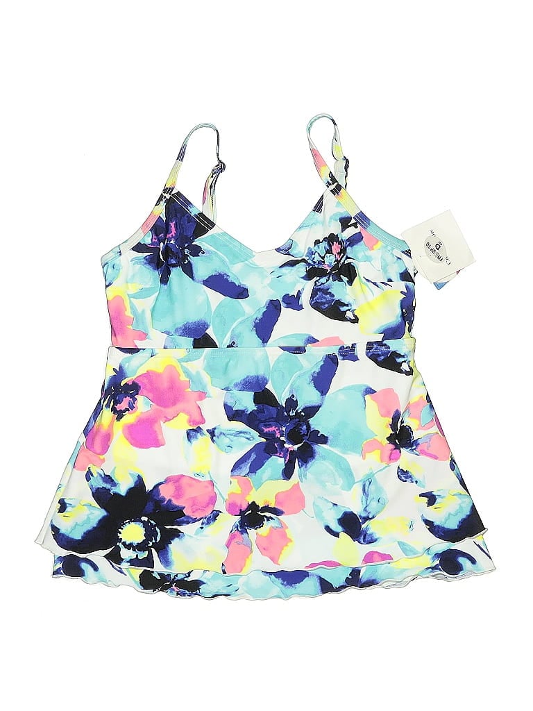 Croft & Barrow Swimsuit Top Blue Floral Pattern Swimwear In Multi