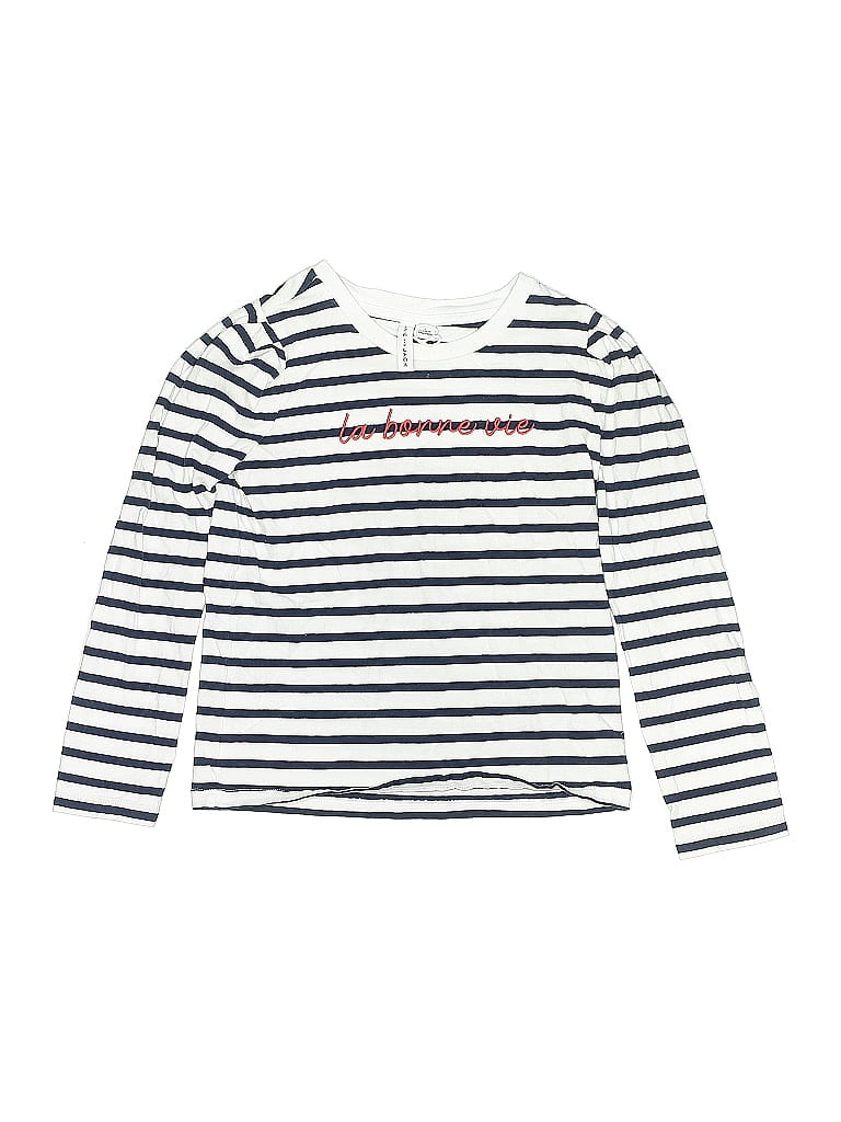 Janie and Jack 100% Cotton Stripes Ivory Long Sleeve T-Shirt Size 7 - photo 1