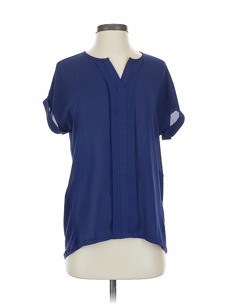 Pre-owned Blue Saks Fifth Avenue Short Sleeve Blouse In Purple