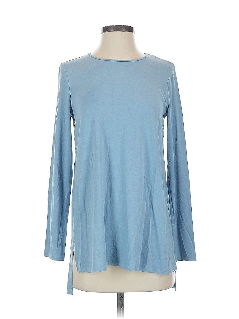Pre-owned Eileen Fisher Long Sleeve Top Blue Crew Neck Tops
