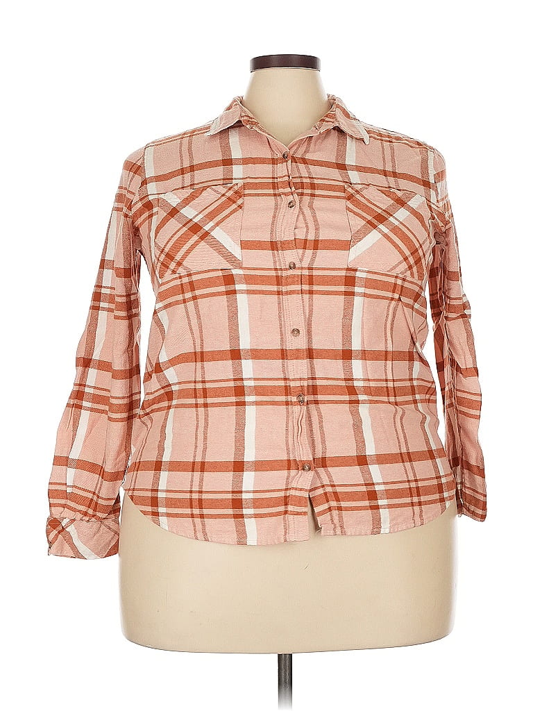 Pre-owned Universal Thread 3/4 Sleeve Button Down Shirt In Orange