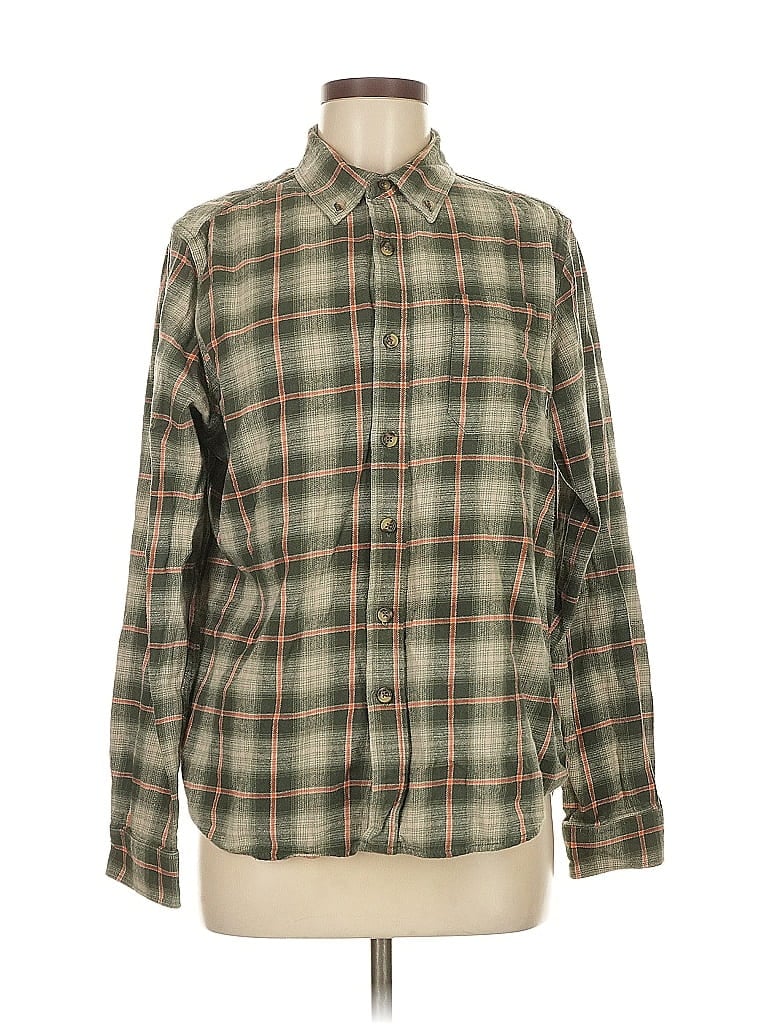 Pre-owned Eddie Bauer Long Sleeve Button Down Shirt In Green