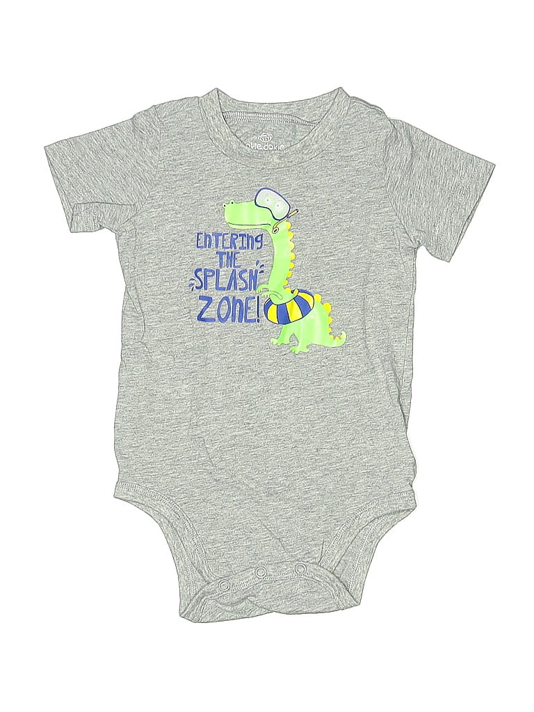 Pre-owned Okie Dokie Babies' Short Sleeve Onesie In Gray