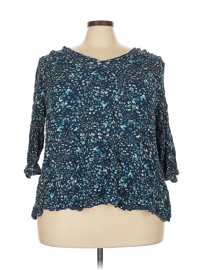 Terra & Sky Teal 3/4 Sleeve Blouse Size 2X - photo 1