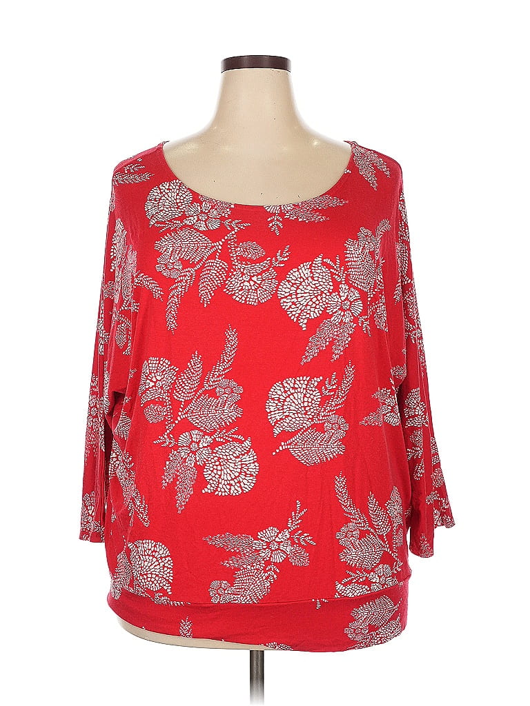 JM Collection Red 3/4 Sleeve Blouse Size XXL - photo 1