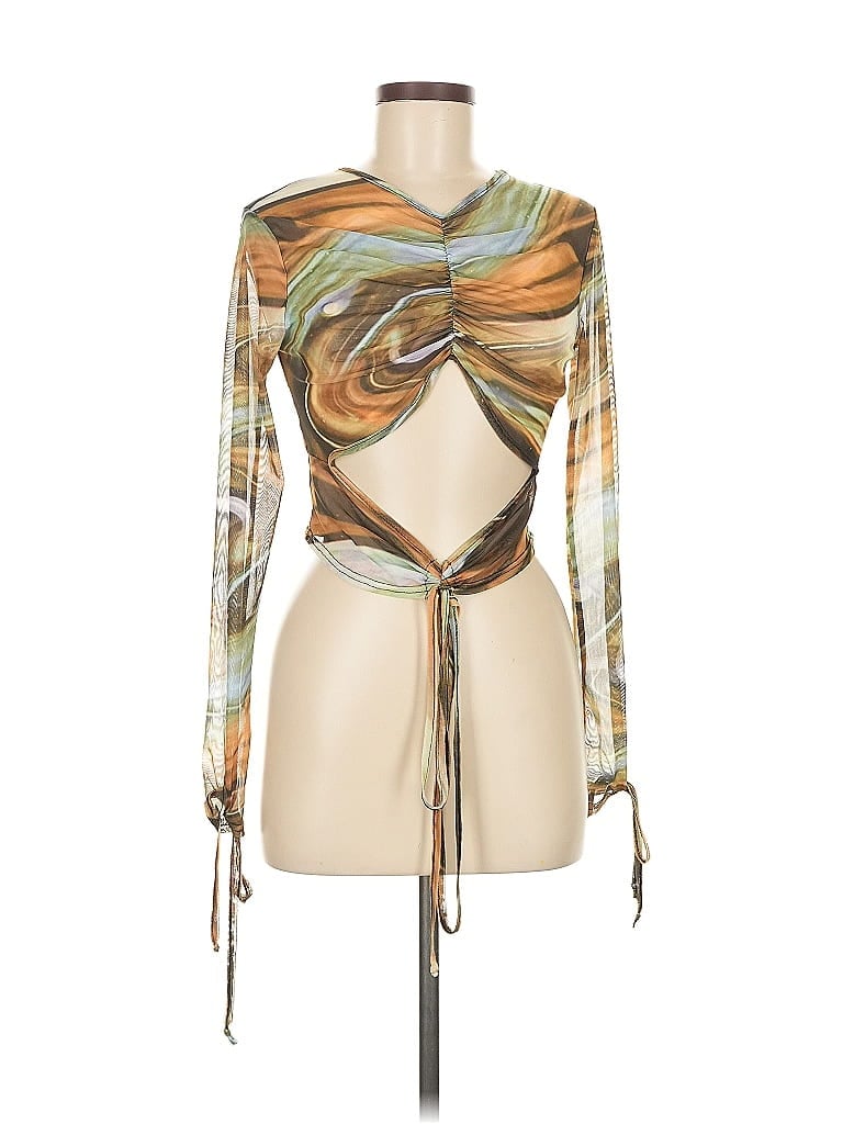 PrettyLittleThing Gold Long Sleeve Blouse Size 8 - photo 1