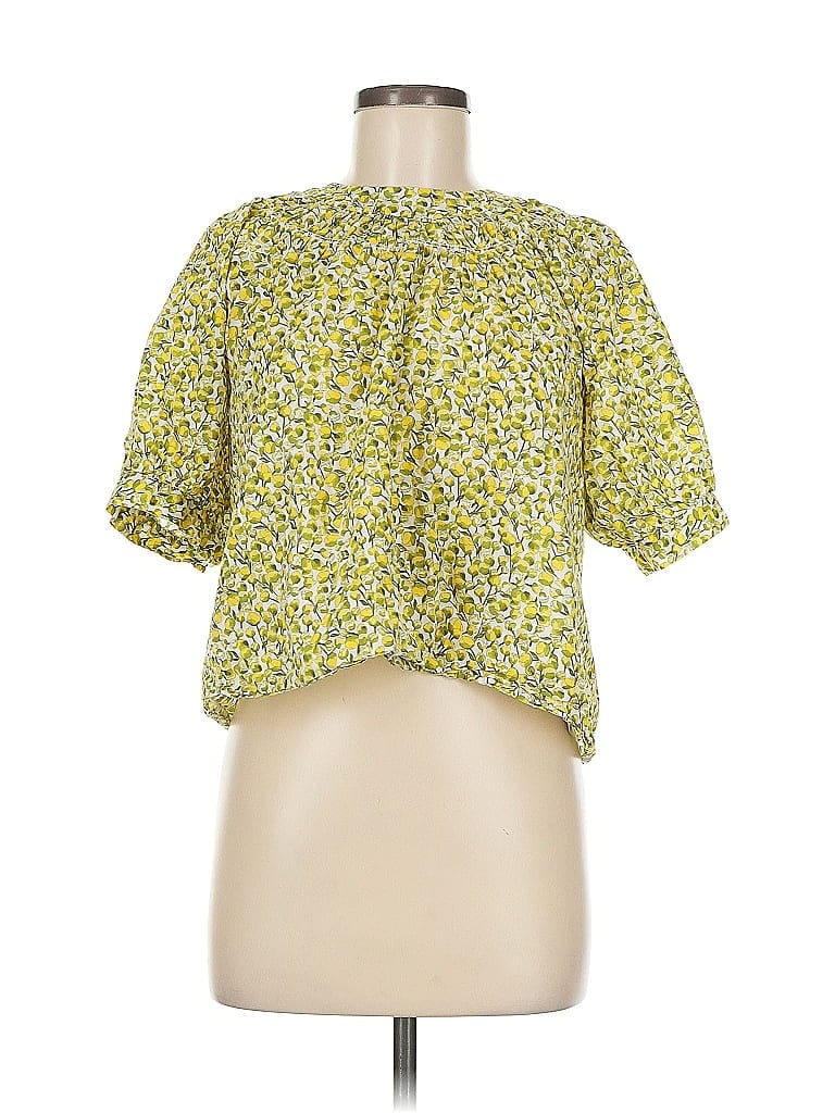 Liberty Art Fabrics for J.Crew 100% Cotton Yellow Short Sleeve Blouse Size M - photo 1