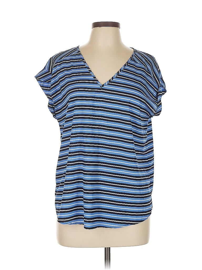 7th Avenue Design Studio New York & Company 100% Polyester Blue Short Sleeve Top Size L - photo 1