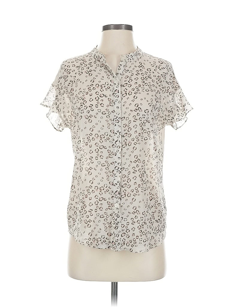 Mystree 100% Polyester Animal Print Ivory Short Sleeve Blouse Size S - photo 1