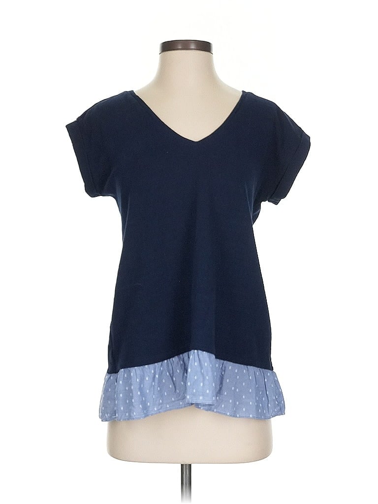 Pre-owned Ann Taylor Loft Outlet Short Sleeve Top Blue V Neck Tops