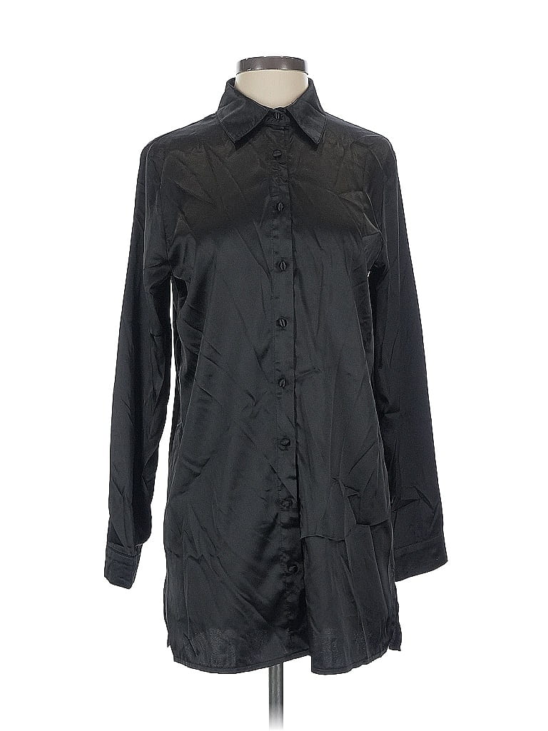 Pre-owned Princess Polly Long Sleeve Blouse In Black