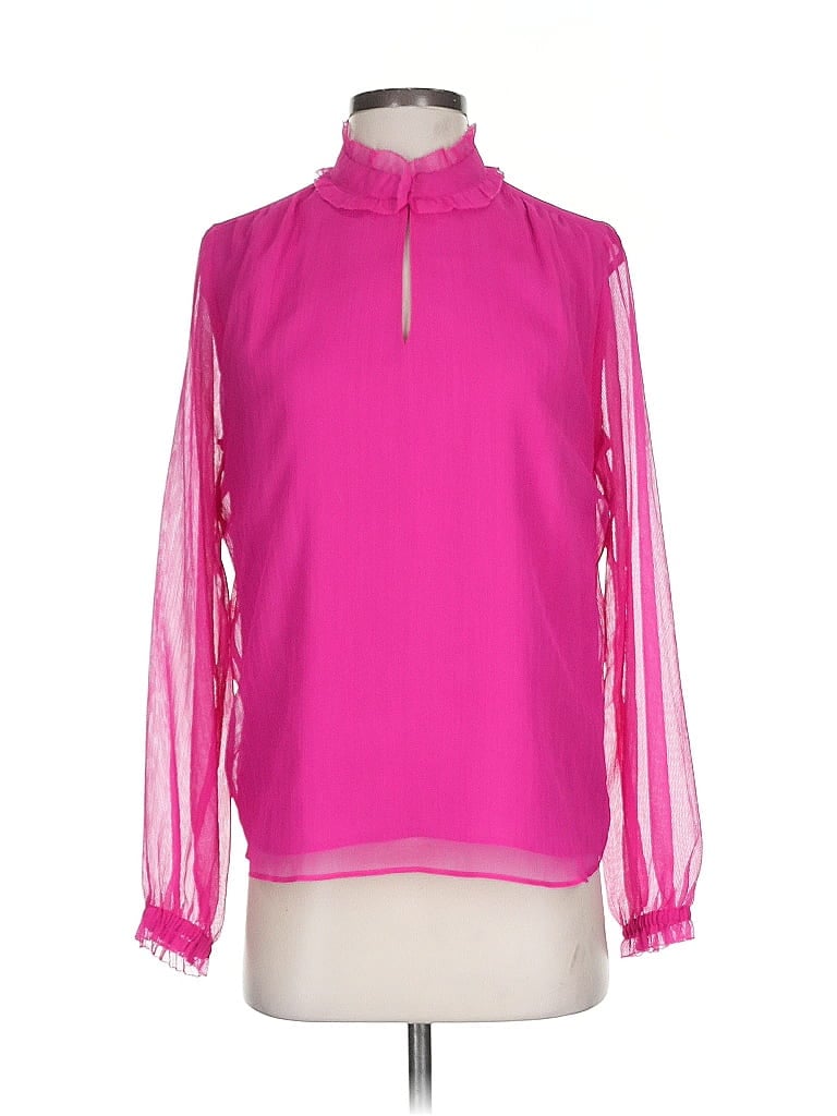 Pre-owned Ann Taylor Long Sleeve Blouse In Pink