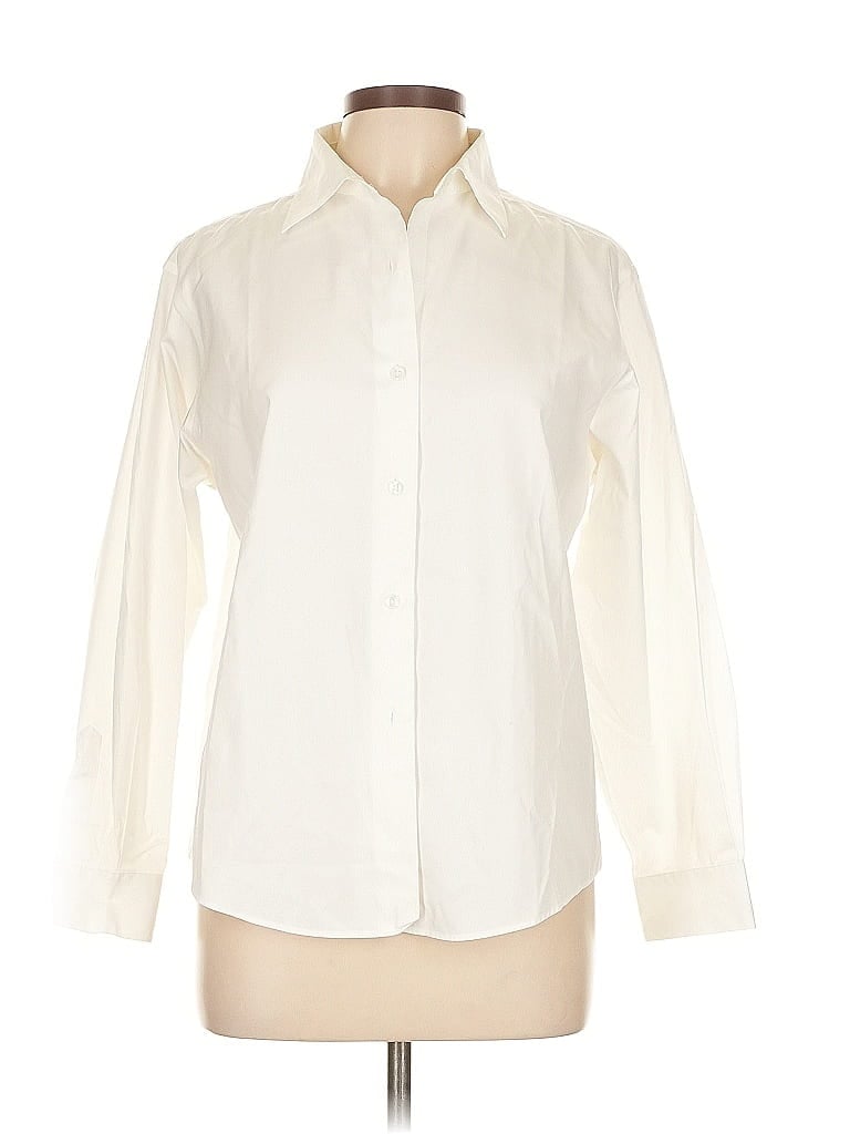 Pre-owned Talbots Long Sleeve Button Down Shirt In White