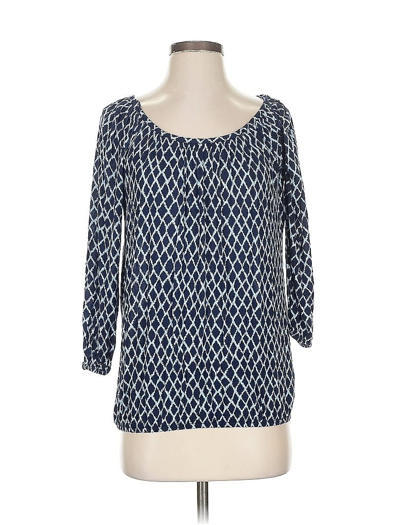 Pre-owned Michael Michael Kors 3/4 Sleeve Top Blue Boatneck Tops