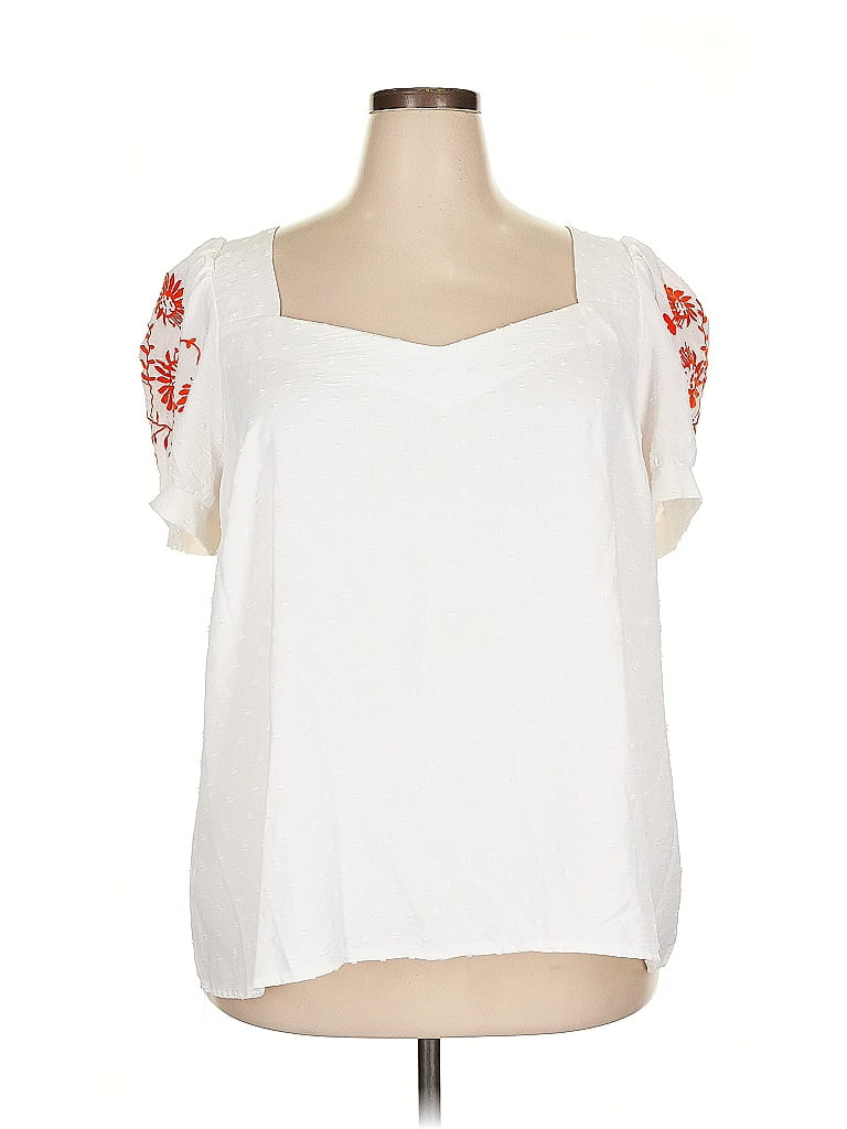Shein Curve 100% Polyester White Short Sleeve Blouse Size 18 Plus (3) - photo 1