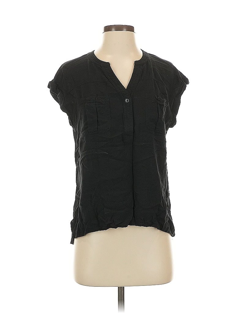 Pre-owned Merona Short Sleeve Henley Shirt In Black